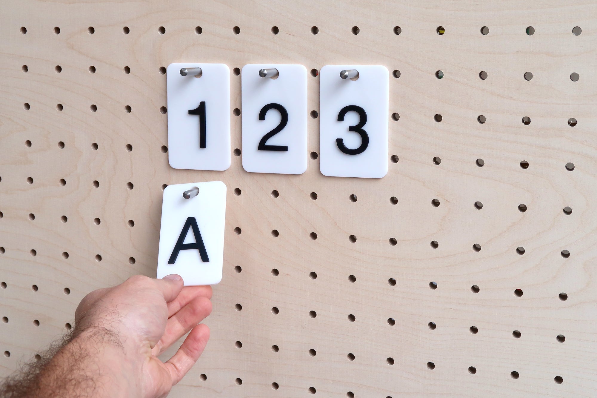 Raised cards - numbers & letters for pegboard