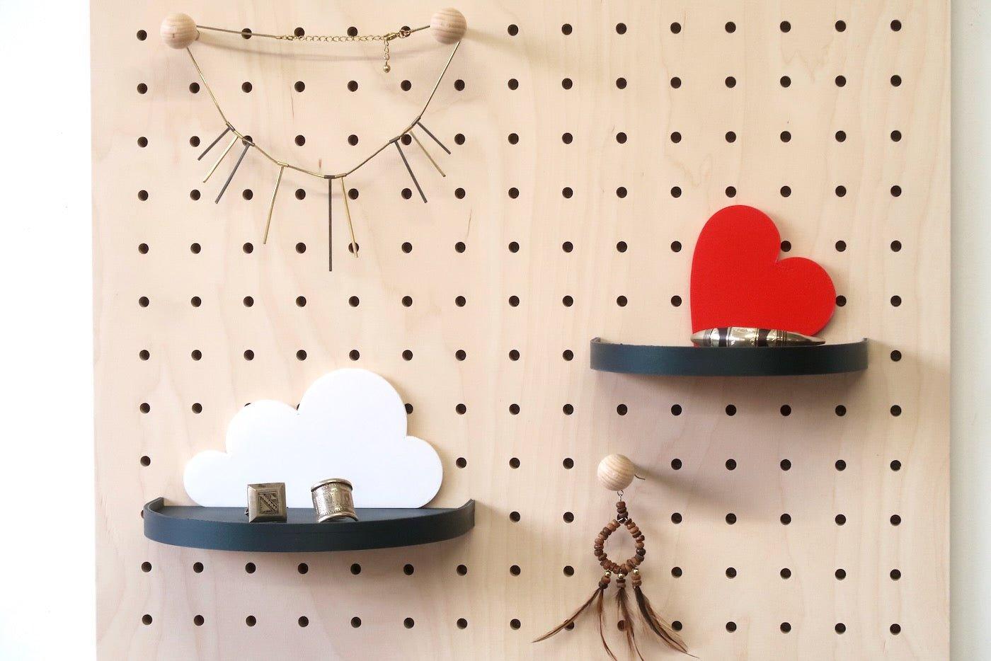 Étagère Nuage, Coeur, Soleil pour Pegboard - Quark