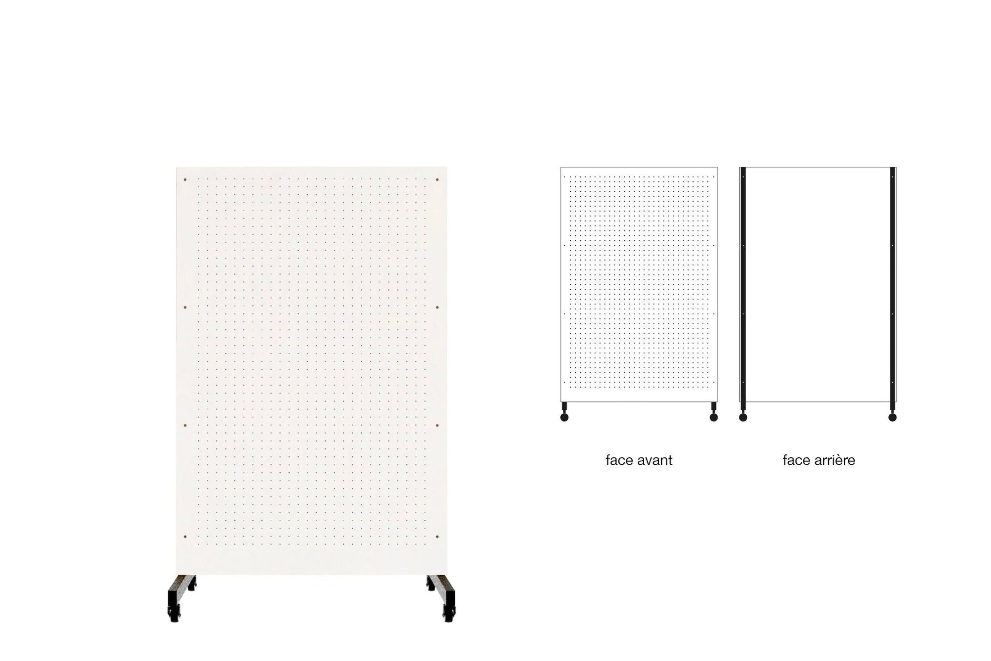 Pegboard FlexiMove: The mobile wall on casters made in France