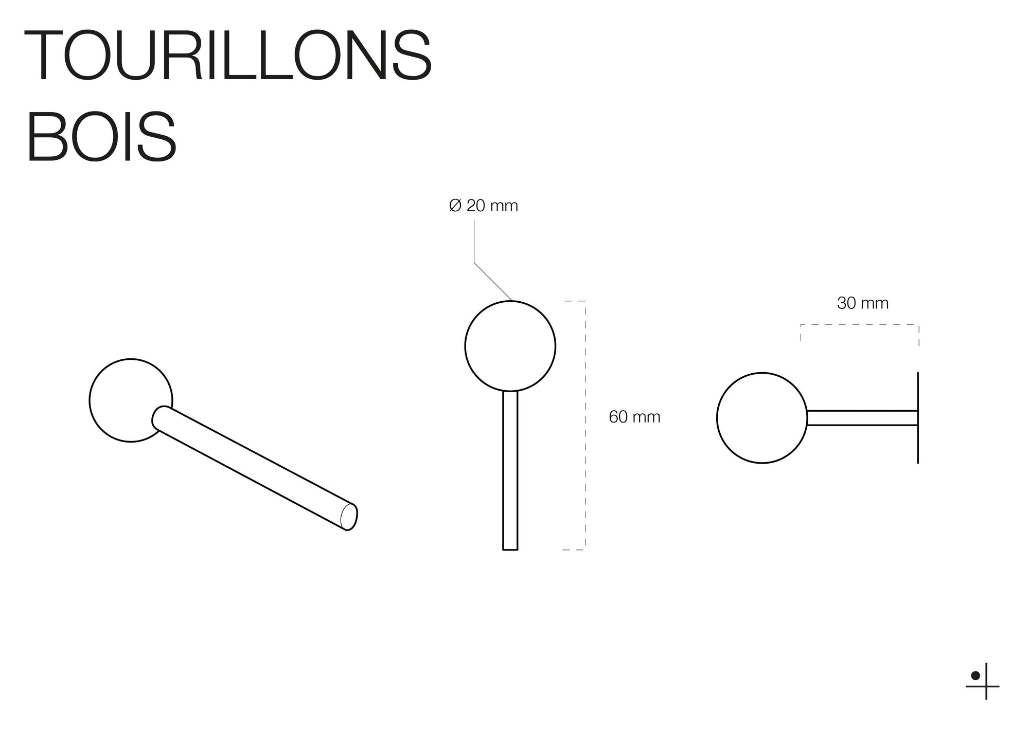 Wooden trunnions for Pegboard with turned wooden balls