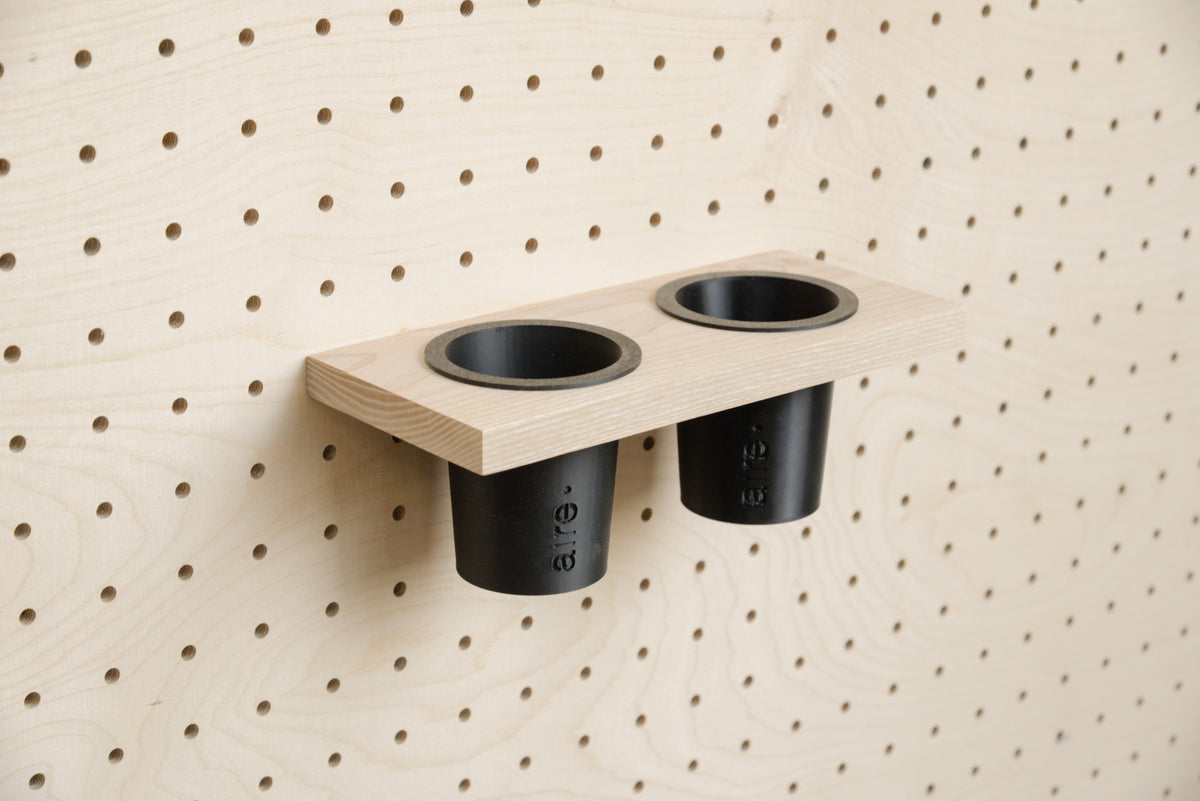 Pot à crayons suspendu pour pegboard – Double / Noir