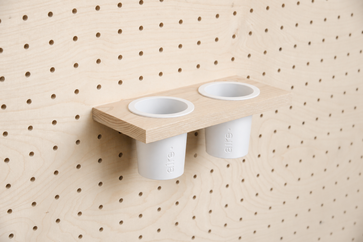 Pot à crayons suspendu pour pegboard – Double / Blanc