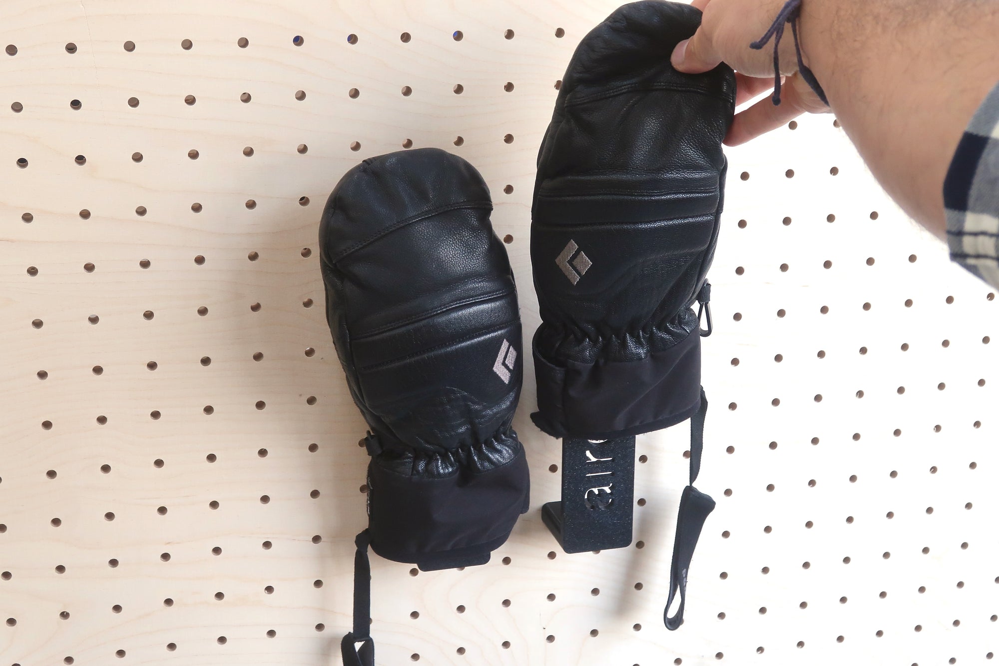 Glove and mitten holder for perforated panels