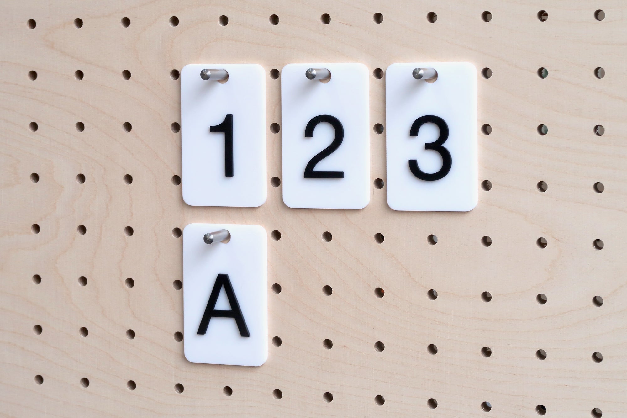 Raised cards - numbers &amp; letters for pegboard