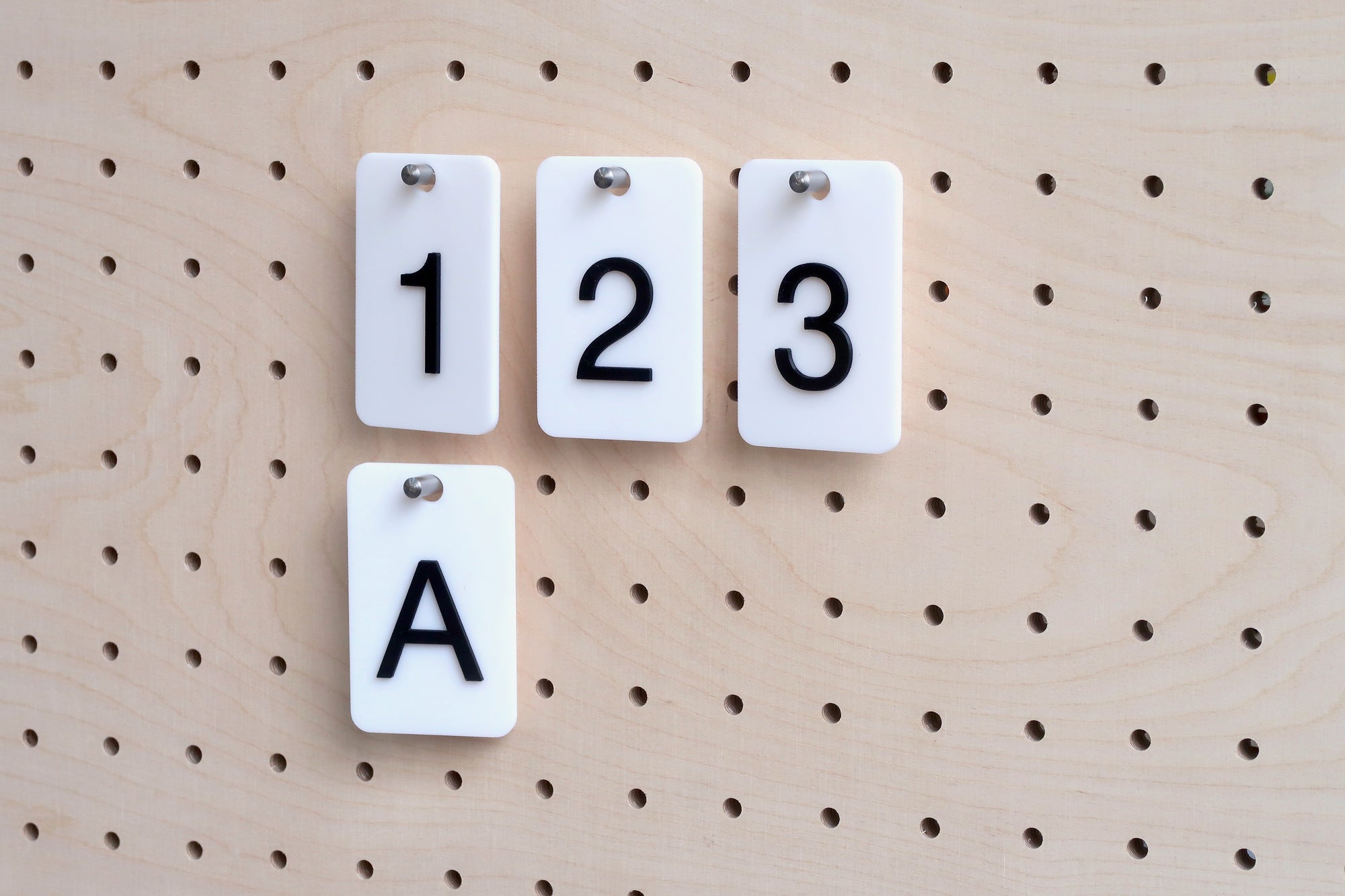 Raised cards - numbers &amp; letters for pegboard