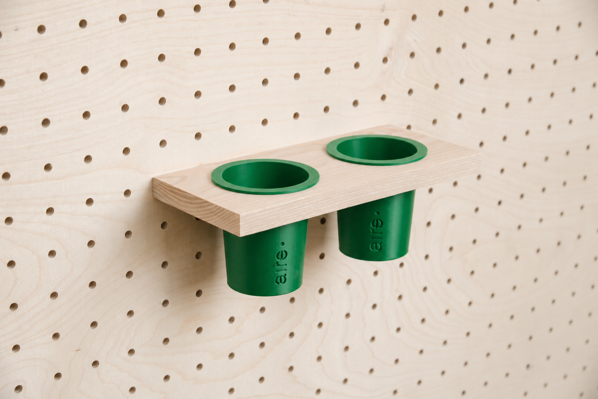 Pot à crayons suspendu pour pegboard – Double / Vert