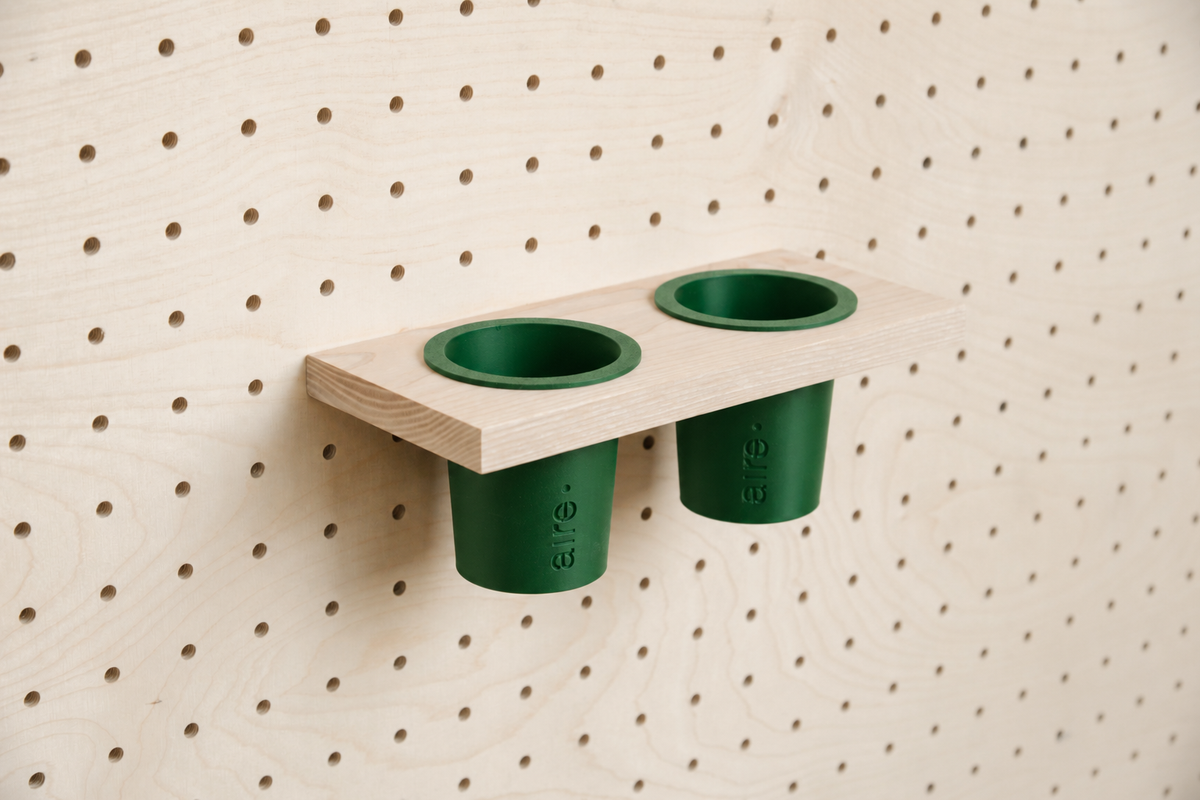 Pot à crayons suspendu pour pegboard – Double / Vert foncé