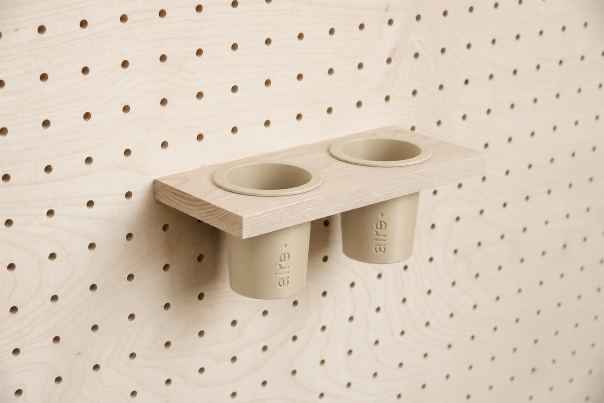 Pot à crayons suspendu pour pegboard – Double / Beige