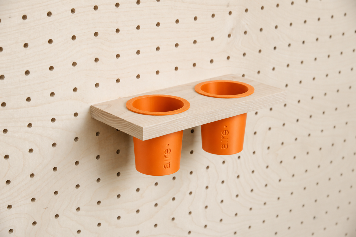 Pot à crayons suspendu pour pegboard – Double / Orange
