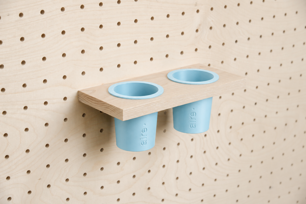 Pot à crayons suspendu pour pegboard – Double / Bleu Ciel