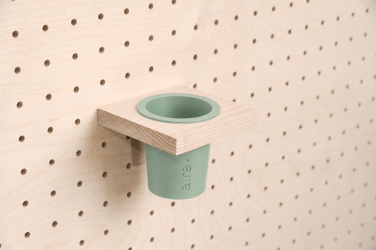 Pot à crayons suspendu pour pegboard – Simple / Vert sauge