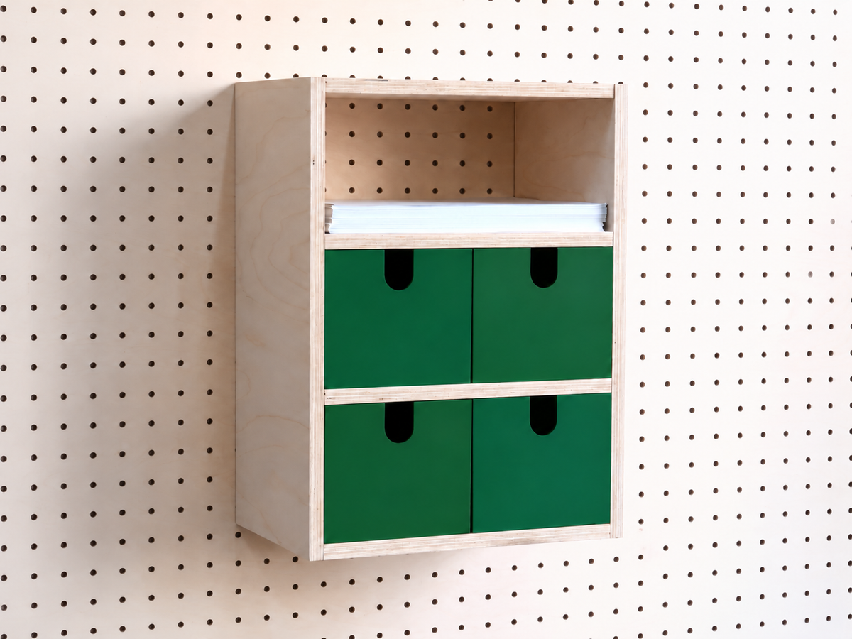3-Section Storage Box for Pegboard – Wall Desk and A4 Paper Organiser