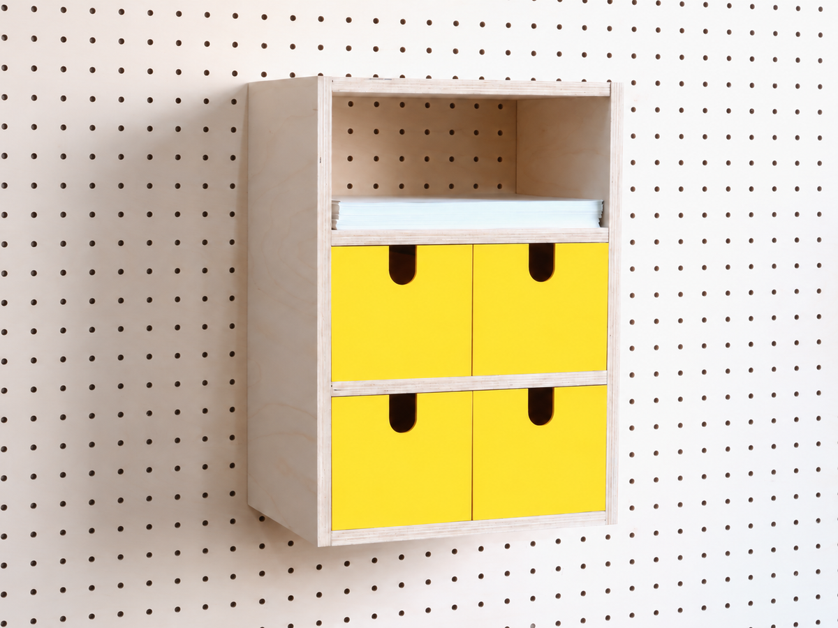 3-Section Storage Box for Pegboard – Wall Desk and A4 Paper Organiser