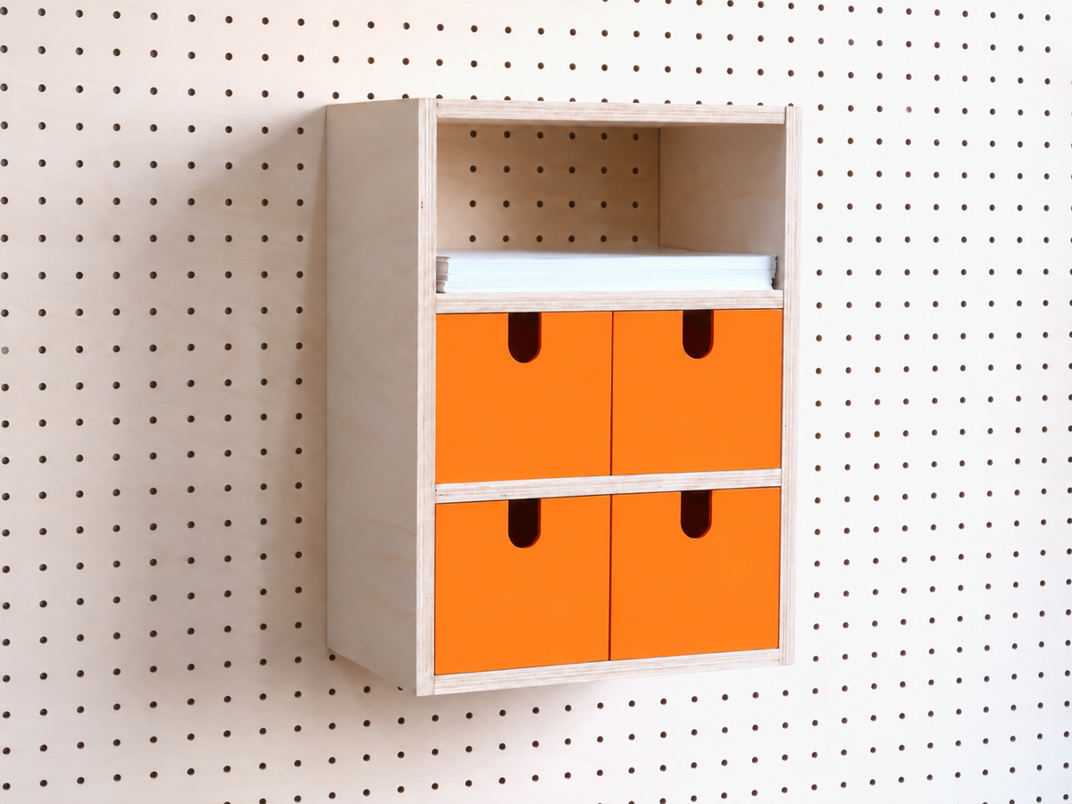 3-Section Storage Box for Pegboard – Wall Desk and A4 Paper Organiser