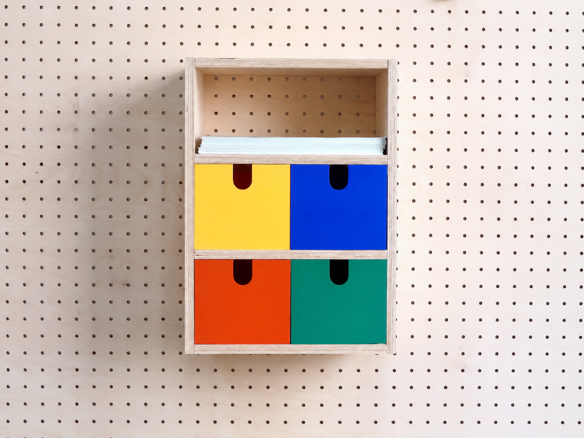 3-Section Storage Box for Pegboard – Wall Desk and A4 Paper Organiser