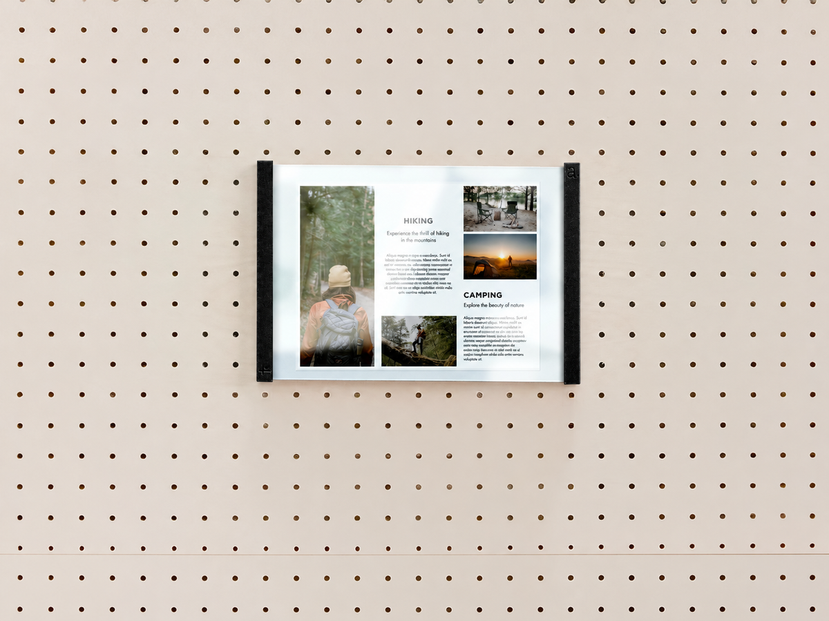 Porte-affiche en plexi pour pegboard – accessoire pour panneau perforé Aire