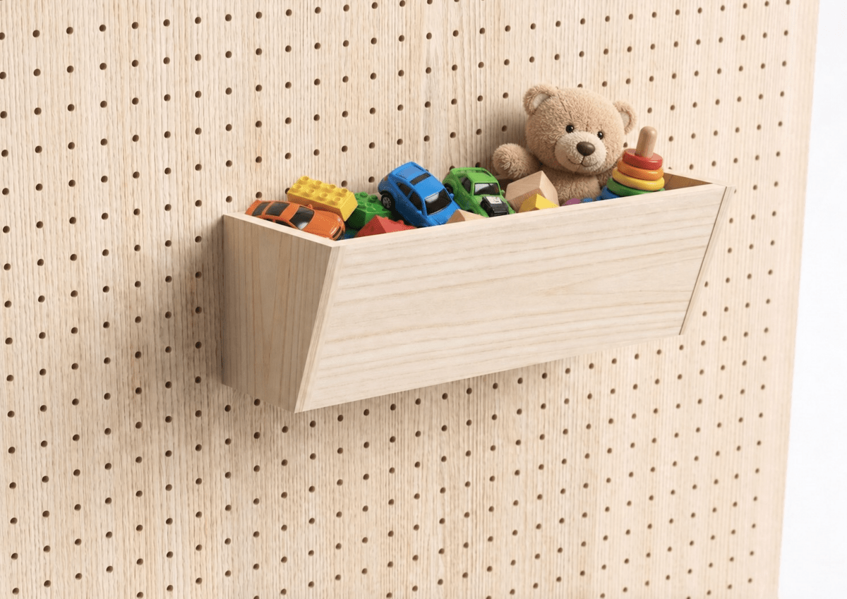 Bac en bois pour pegboard – rangement mural panneau perforé - Accessoires - Aire - A254-2 - 4