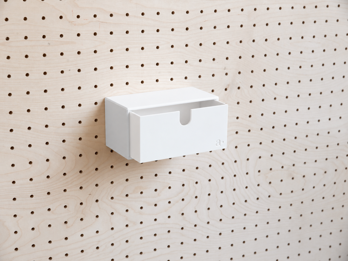 Casier coloré multifonction pour pegboard – 18×9 cm / Blanc