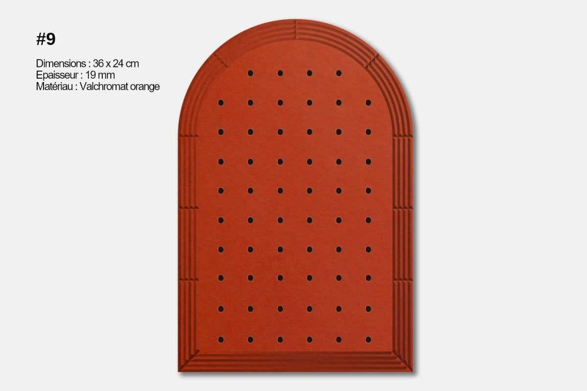 Pegboard arche Valchromat orange en déstockage, pièce n°9 (36 x 24 cm)