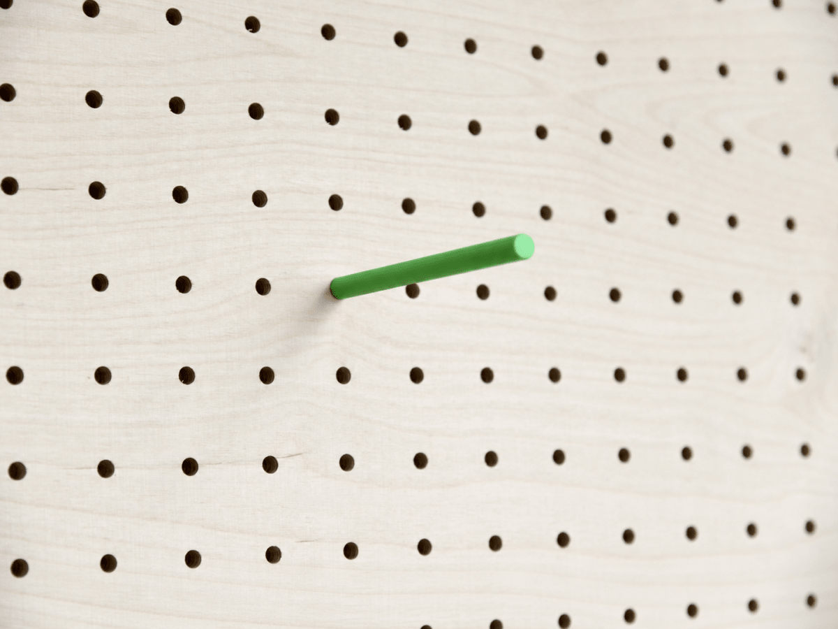 Goupille colorée verte pour pegboard – tige inox gainée – Aire