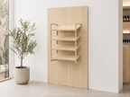 Pegboard XL 147 x 250 cm aus 15 mm Birke mit schrägem Regalbrett