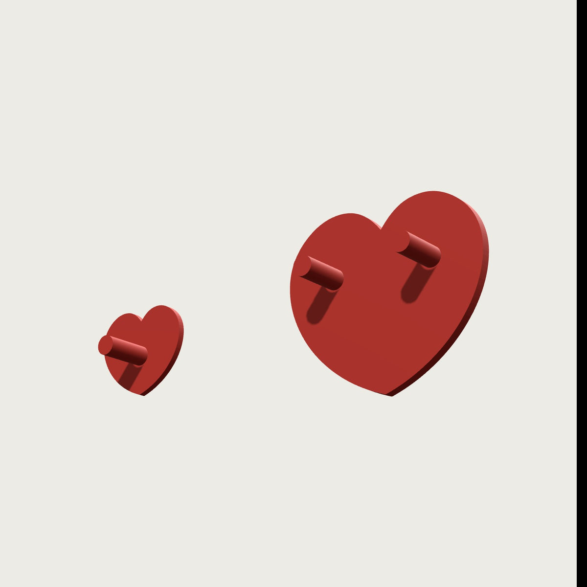 Back of the pegboard pictograms: 1 peg at 30 mm, 2 pegs from 60 mm – 3D render