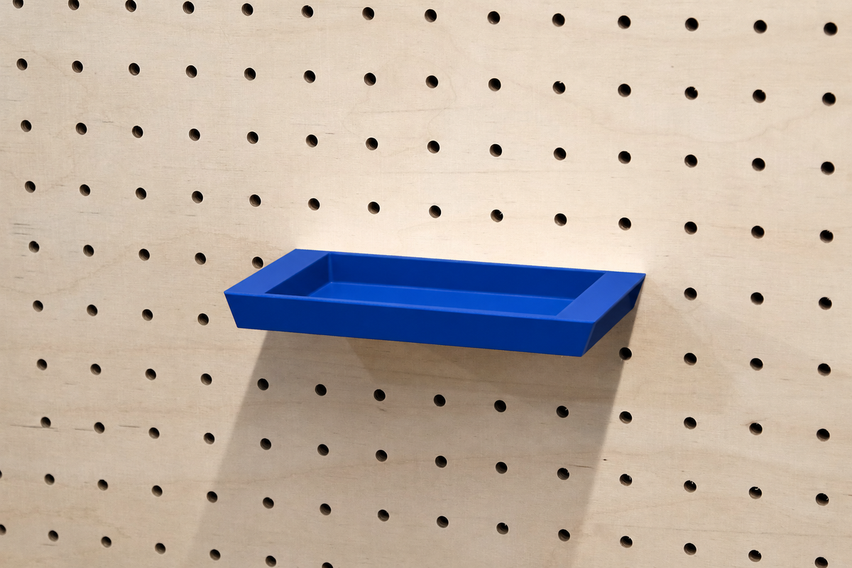Plateau vide-poche flottant pour pegboard – 13 x 7 cm / Bleu