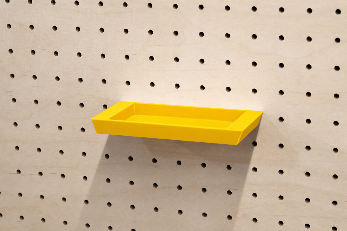 Plateau vide-poche flottant pour pegboard – 13 x 7 cm / Jaune
