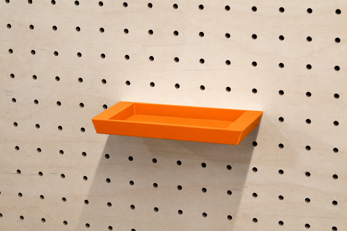 Plateau vide-poche flottant pour pegboard – 13 x 7 cm / Orange