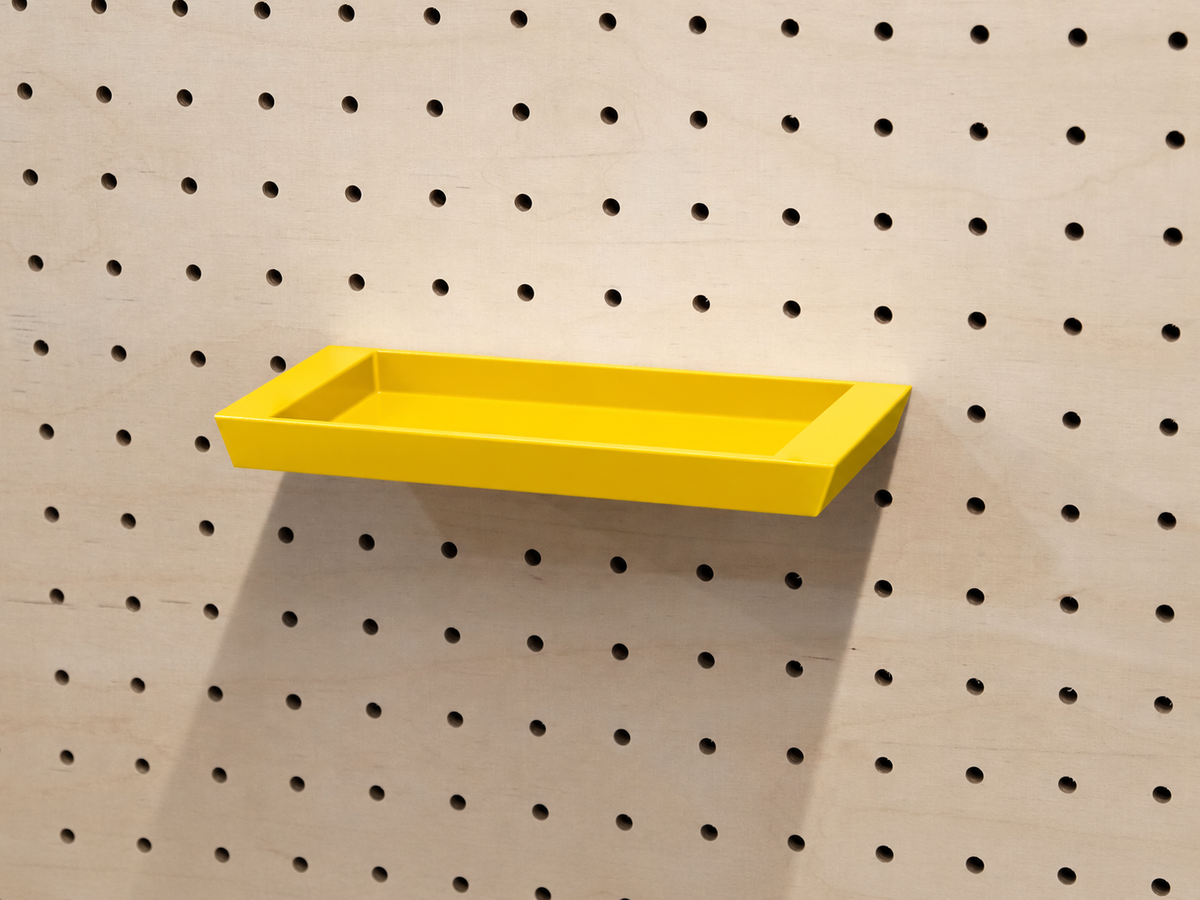 Plateau vide-poche flottant pour pegboard – 16 x 8 cm / Jaune