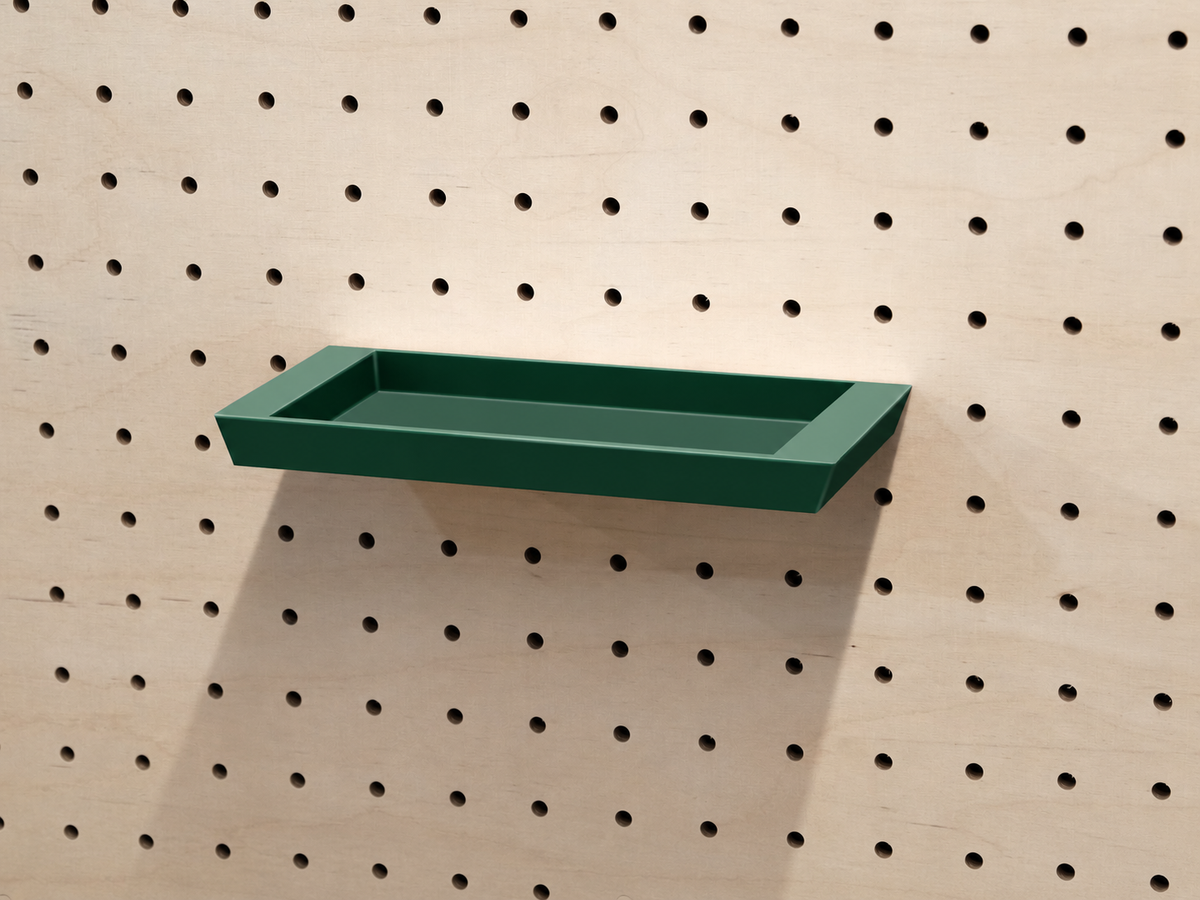 Plateau vide-poche flottant pour pegboard – 16 x 8 cm / Vert foncé