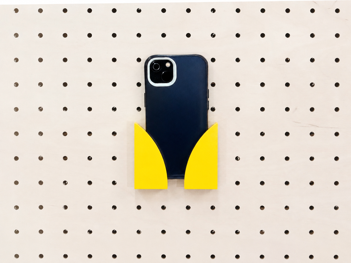Porte-téléphone mural pour pegboard – Jaune
