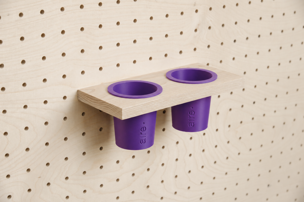 Pot à crayons suspendu pour pegboard – Double / Violet