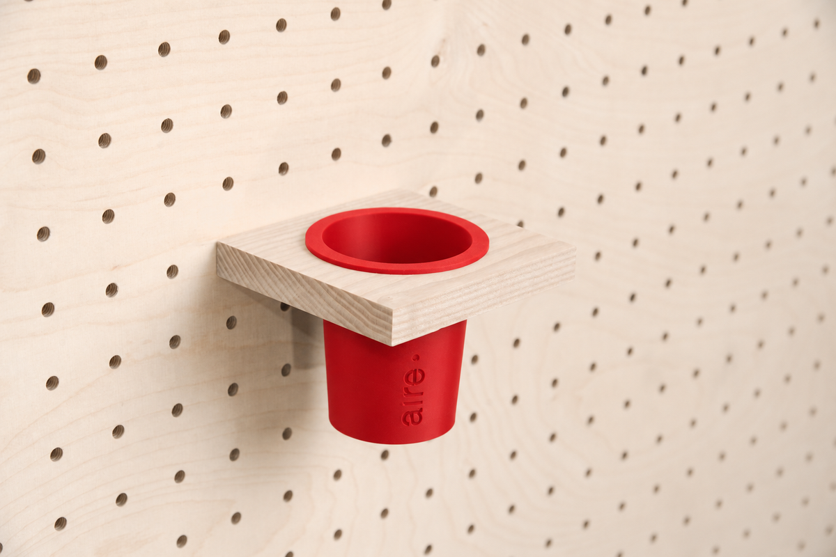 Pot à crayons suspendu pour pegboard – Simple / Rouge