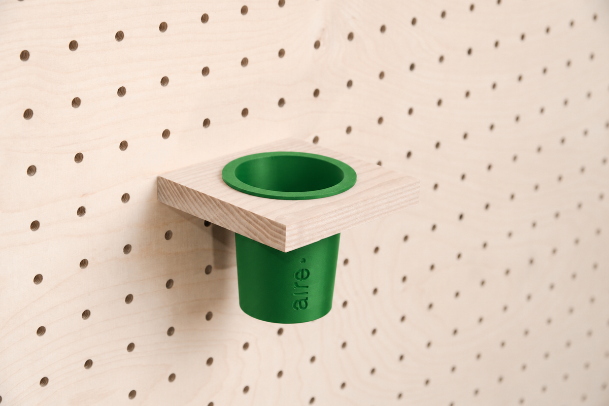 Pot à crayons suspendu pour pegboard – Simple / Vert