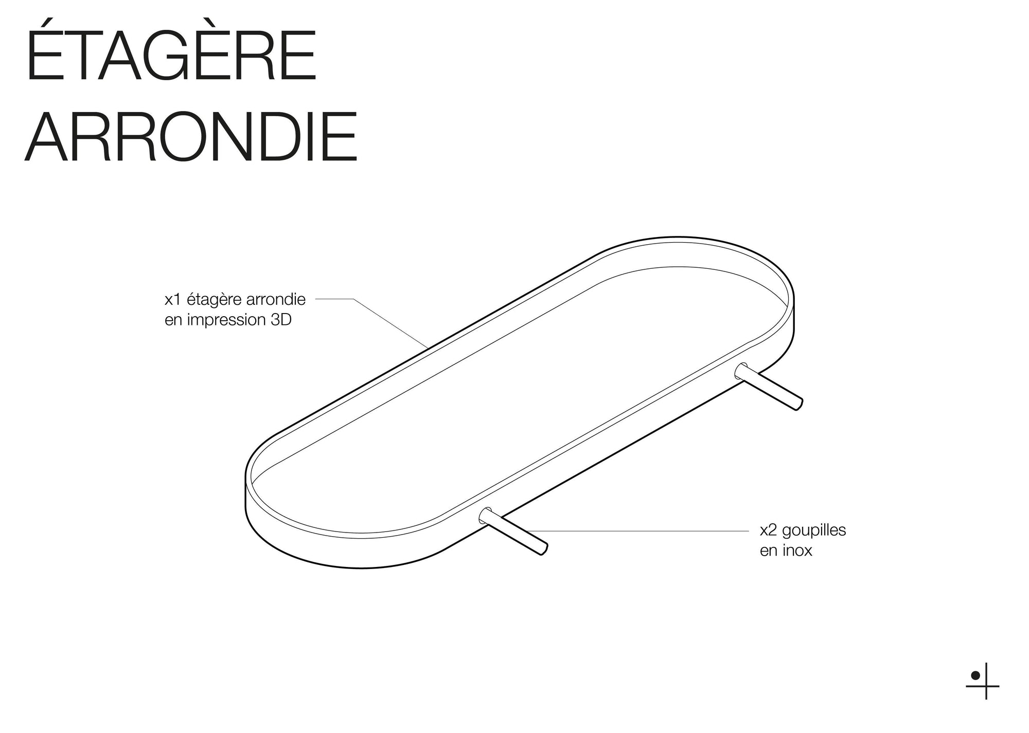 Étagère arrondie - tablette de rangement retro pour Pegboard - Quark