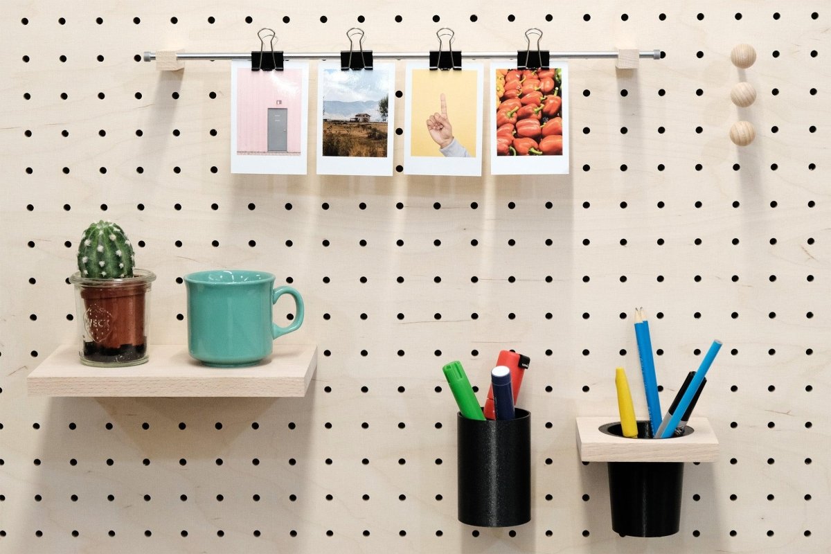 Porte photos mural en bois - Porte affiches et porte cartes - Barre métallique - Accessoires - Aire - A57-1 - 5