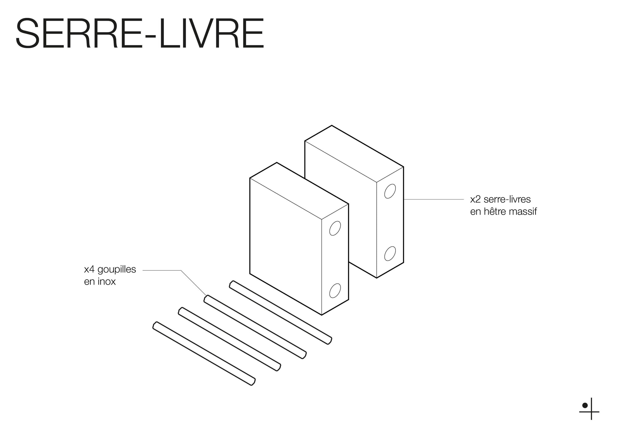 Serre livre minimaliste : accessoire pour organiser votre bibliothèque sur un Pegboard - Quark
